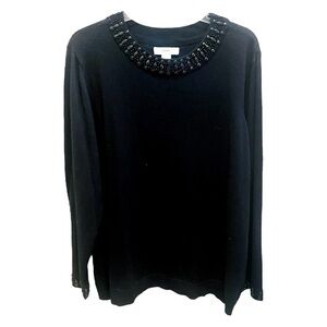 CJ Banks Black Beaded Sweater 2X
